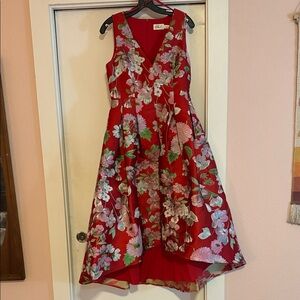 Eliza J Red Dress with Floral Design
